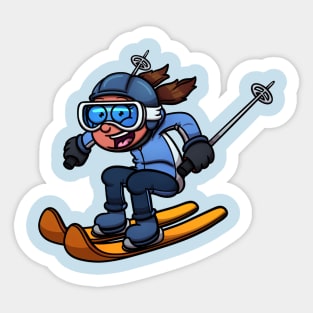 Skiing Girl Sticker